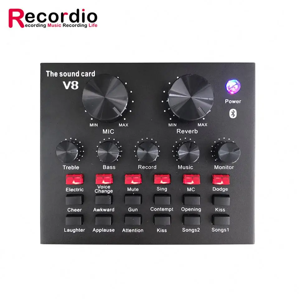 

GAX-V8 Good Selling Microphone Sound Sound Card Set With Low Price, Black