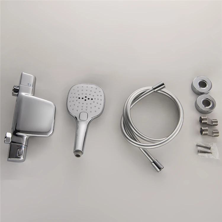 Bathroom Shower System Thermostatic Rain Shower Head Chrome Brass Shower Faucet Set