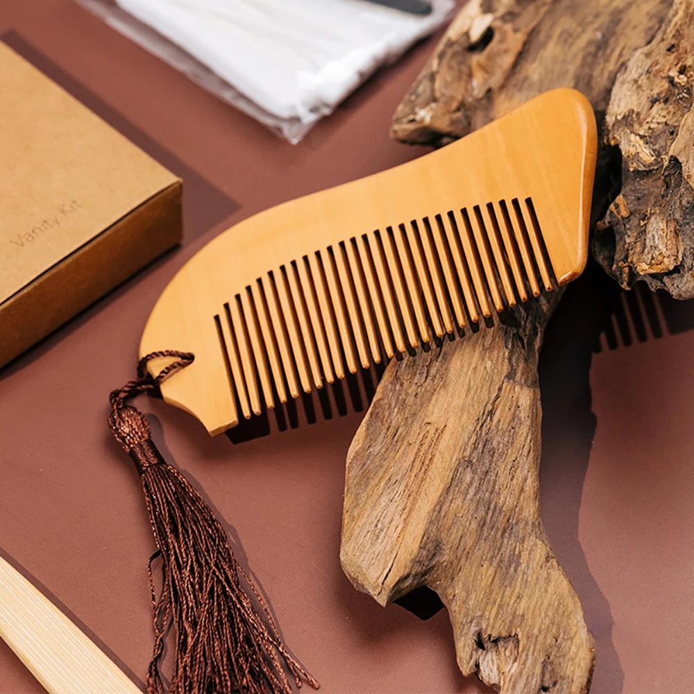 
Hotel Supplies Custom Wooden Bamboo Comb Shaver Biodegradable Toothbrush Kit 