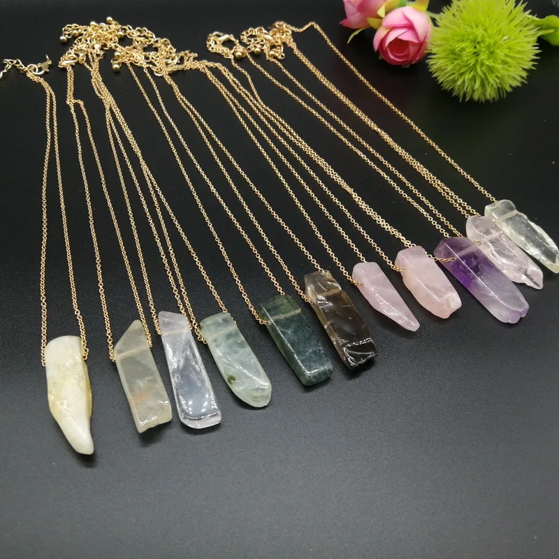 

Amazon Explosive Jewelry New Natural Stone Crystal Pendant Necklace Creative Jewelry European and American Sweater Chain