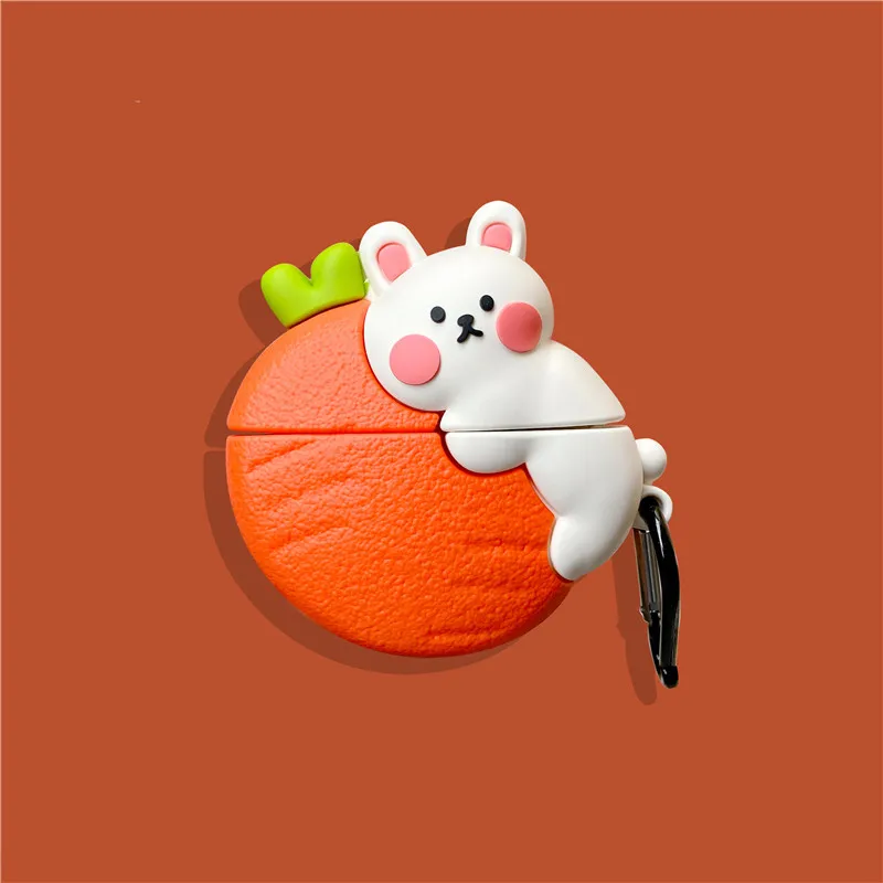 

2021 Fashion 3D Cartoon Cute Rabbit Carrot Designers Silicone Cases Funda Cover for Airpods 1/2 for Airpods Pro