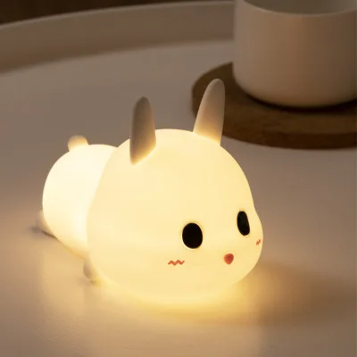 New rabbit silicone night light and soft 3d night light with soft silicone night light for kids girl children warm and white LED
