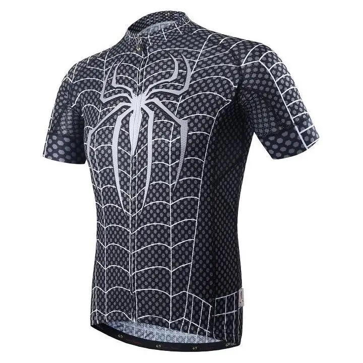 

HIRBGOD HK673 Superhero cycling jersey Men's cycling clothing short sleeve bike jersey Black Evil Spiderman cycling wear