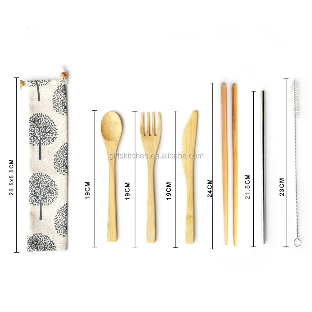 

Personalized kitchen gifts kitchen utenisls bamboo flatware eco friendly bamboo cutlery set, Natural