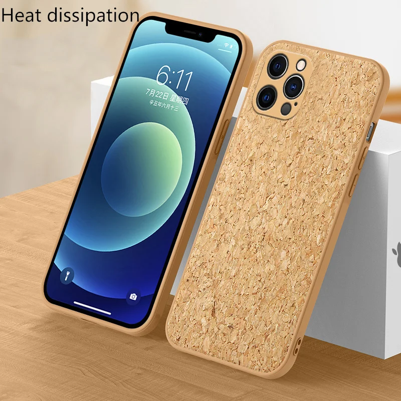 

Hot Heat Dissipation Cell Phone Case Shockproof Smartphone Case wood case iphone cooling soft cover, Wood color