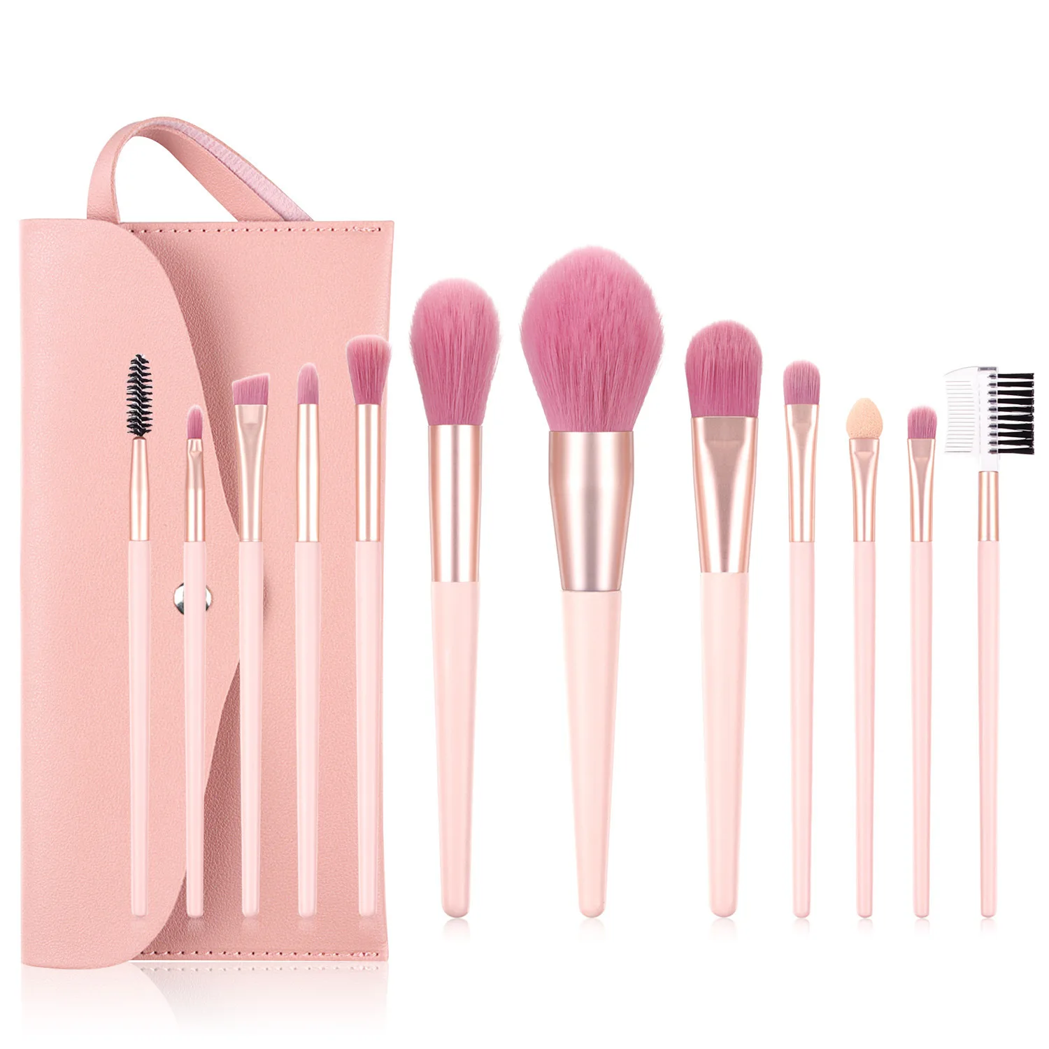 

wholesale high quality custom logo set of 7 makeup brushes large makeup brush set, Pink