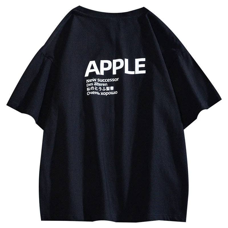 

Summer round neck top loose oversized off shoulder t-shirt men's and women's casual T-shirt