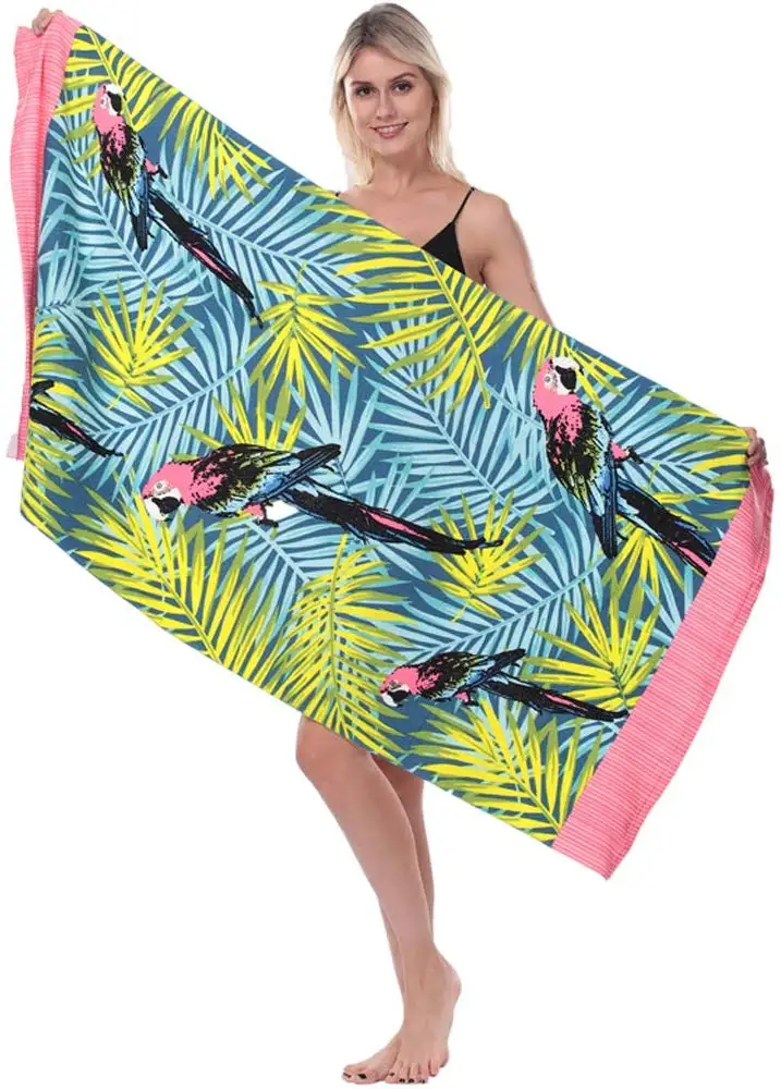 
Microfiber Beach Towels for Travel Tropical Beach Towel Prints for Beach Outdoor Thick and Plush Striped Towels 30x60 
