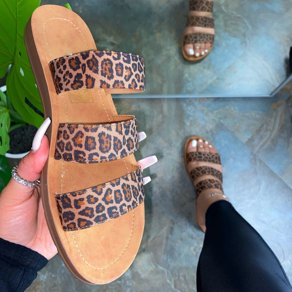 

2020 women Summer Sandals footwear flats slides sandals Leopard slippers sandals latest, Leopard print,green,blue,black,transparent