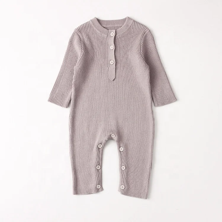 

Factory Wholesale 0-4 Years Solid Color Wool Jumpsuit Infant Baby Knitted Romper, Picture