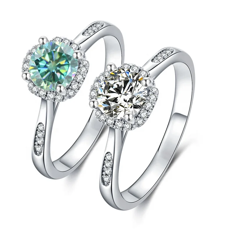 

Abiding Special Design Jewelry Diamond Moissanite Ring 6.5mm Round Luxury 925 Sterling Silver Engagement Ring