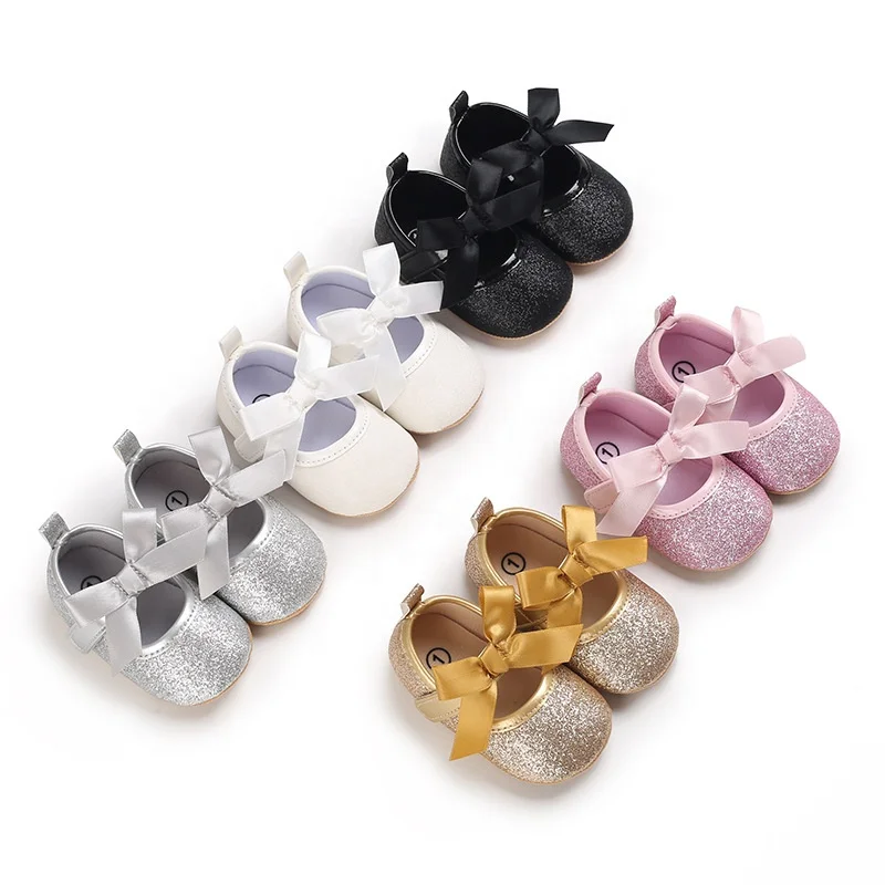 

New summer baby pre-walker shoes non-slip soft-sole casual baby shoes for baby girls party shoes, White/black/pink/gold/silver