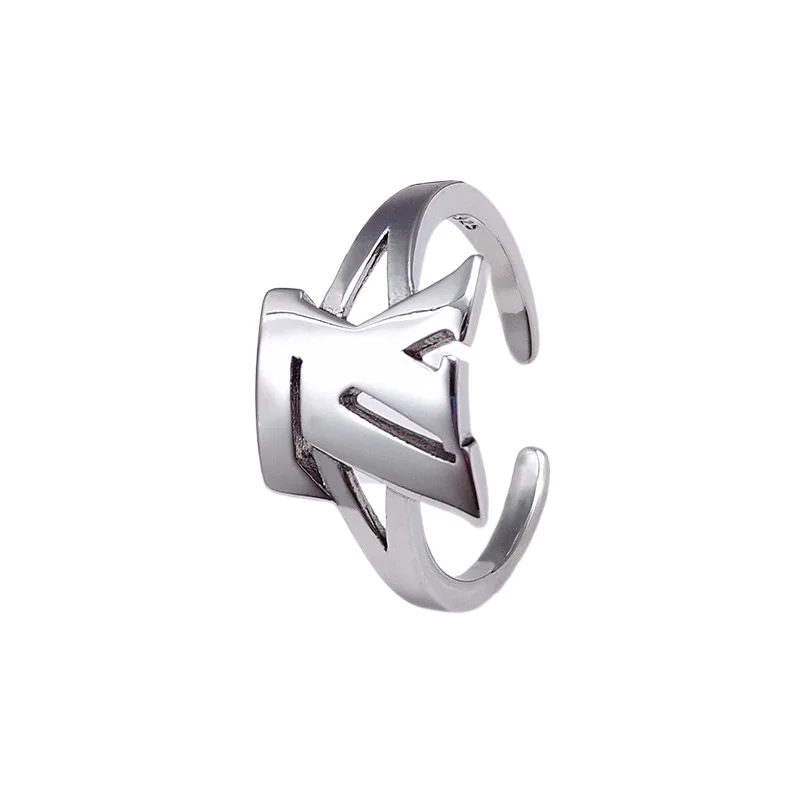 

VL Letter Adjustable Resizable Trendy Colorful Fashion Jewelry Alloy Silver Men Ring