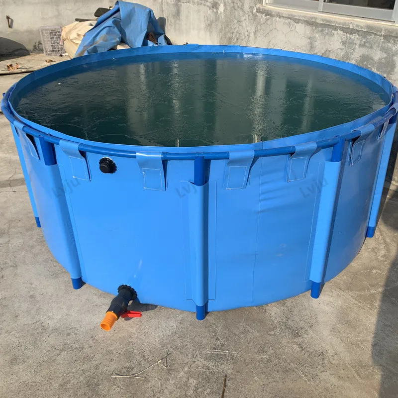 

Lvju 1400L to 2500L Pvc Tarpaulin Fish Pond Round Tarpaulin Canvas Fish Biofloc Water Tanks Fish Farm, Blue / gray /custom