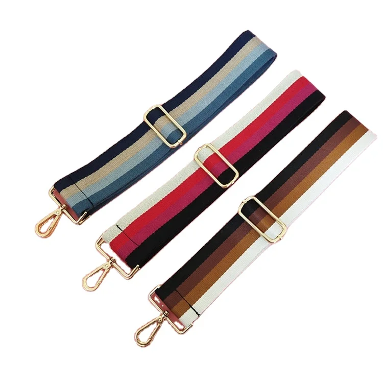 

Meetee B-J032 Adjustable Color Stripe Ribbon National Style Widened Decompression Long Shoulder Strap for Bag