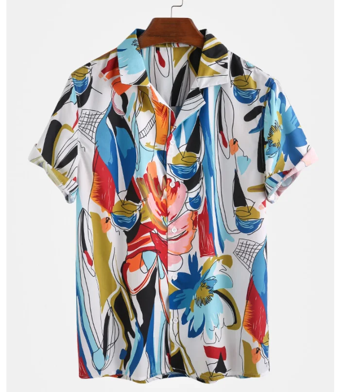 

Men's Hawaiian Short Sleeve plus size floral Shirts, Picture