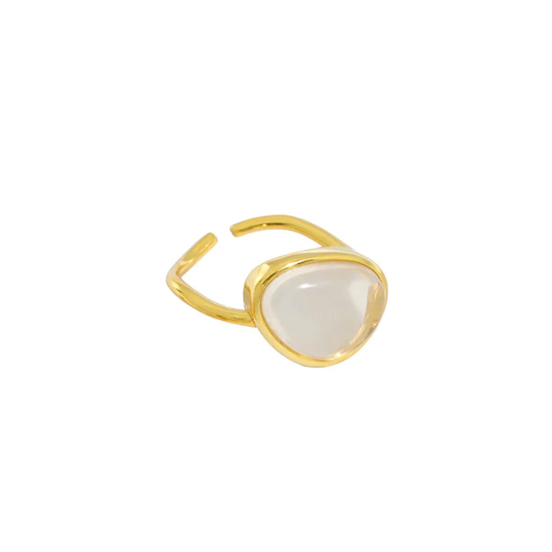 

Jachon Temperament moonstone crystal SET S925 sterling silver opening ring female as gifts, As picture