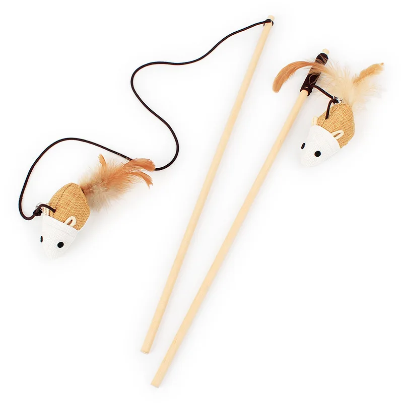 

New Style Cat Toys Plastic Kitten Interactive Stick Funny Cat Fishing Rod Game Wand Feather Stick Toy Pet Supplies Cat Accessory, Customized color
