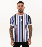 

New Casual Fashion Hip Hop T-shirts Short Sleeve Striped Custom Men T Shirts Streetwear Clothing