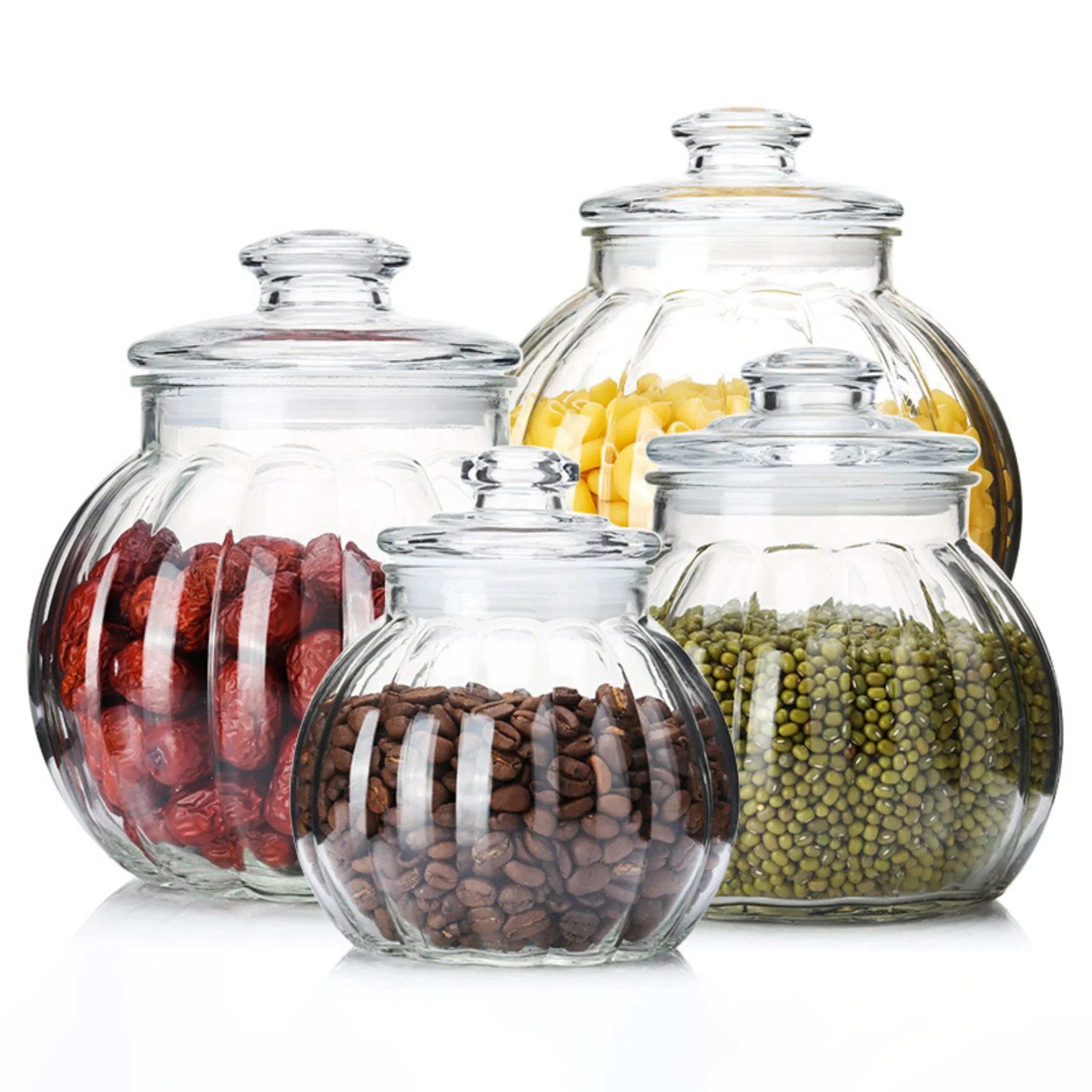 

Pumpkin storage jar glass sealed jar household kitchen storage bottle with lid glass bottle transparent sealed jar