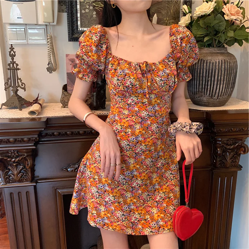 

Summer Women Casual Bubble Sleeve Chiffon Off Shoulder Dress Evening dress