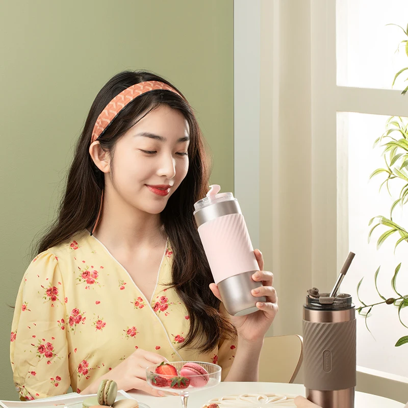 

Vacuum Flask Stainless Steel Water Bottle Thermos With Double Wall Vacuum, Pink gold gray rose