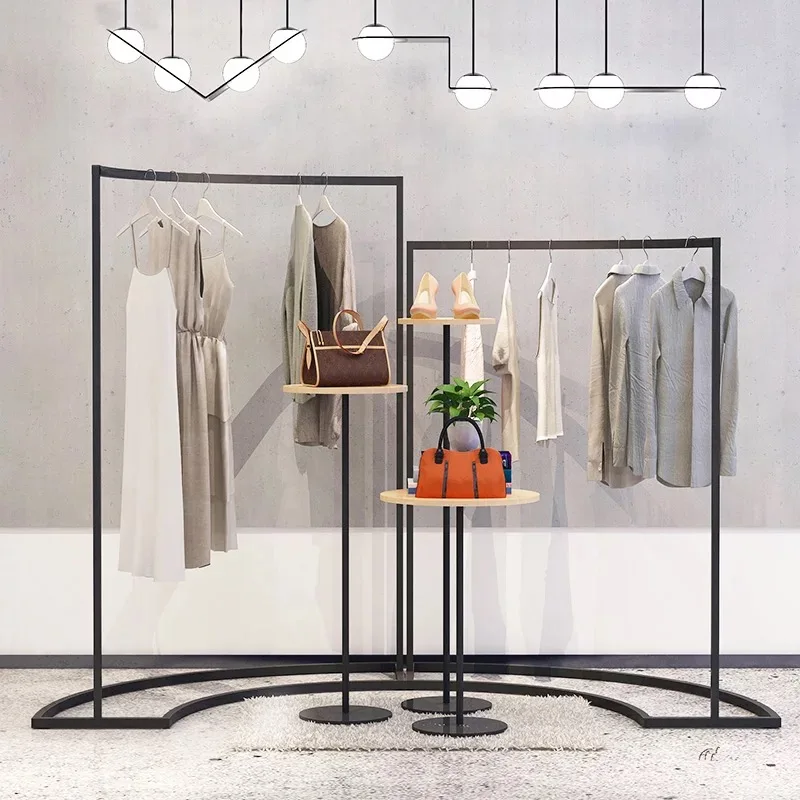 Floor Standing Metal Clothing Display Rack Hanging Clothing Display