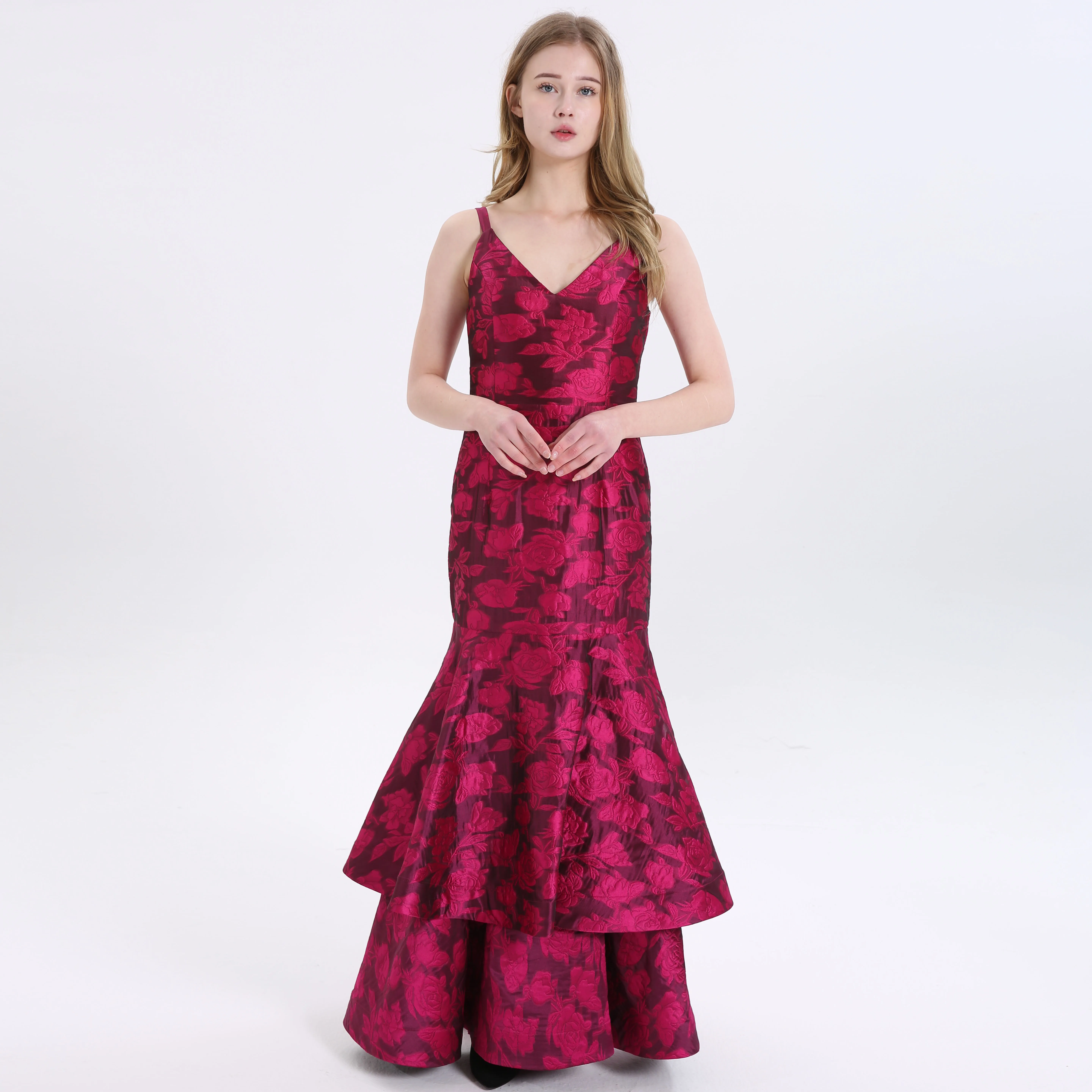 

2020 fashion tight sexy casual ladies dress pink jacquard maxi dress ladies clothing dress, Red