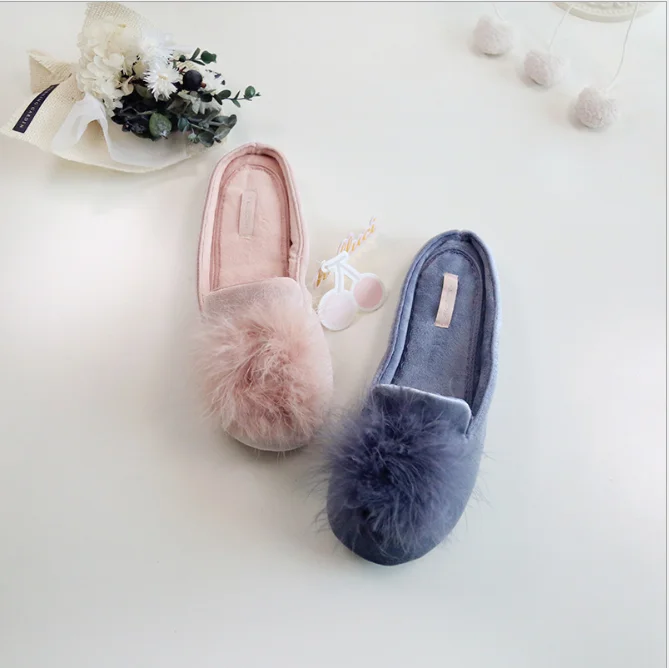 

Spring and summer furry ice silk lint-free cotton slippers non-slip indoor rubber bottom home slippers