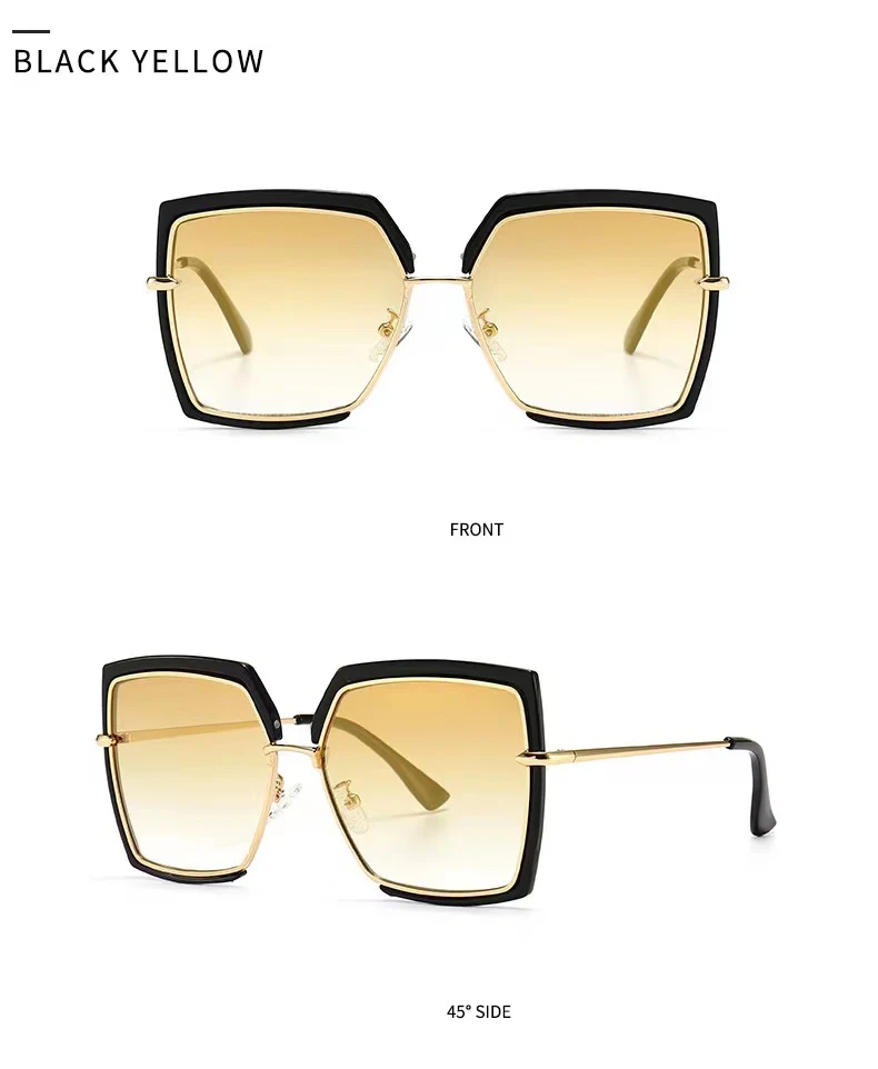 

High Quality Designer Sunglasses Famous Brands 2021 Luxury Metal Big Frame Fashion Polarized Sun Glasses, Picture shows