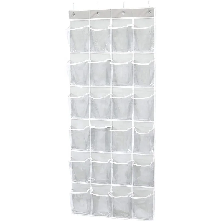 

24 Pockets Over The Door Hanging Shoe Organizer Hanging Clear Pocket Organizer