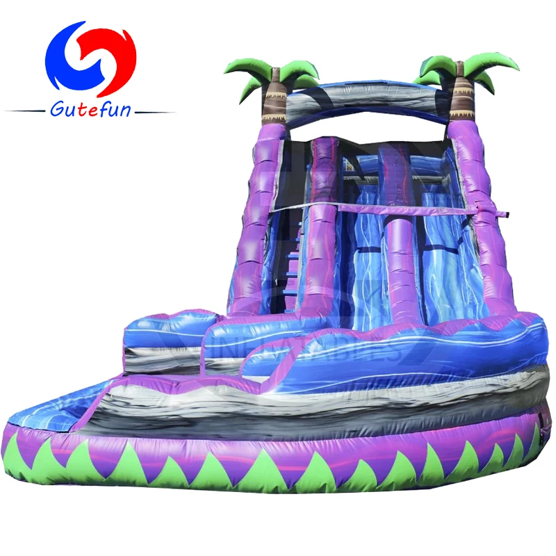 

Best quality party events rental eye-catching 22 Ft Purple Crush Curvy inflatable water slide for sale