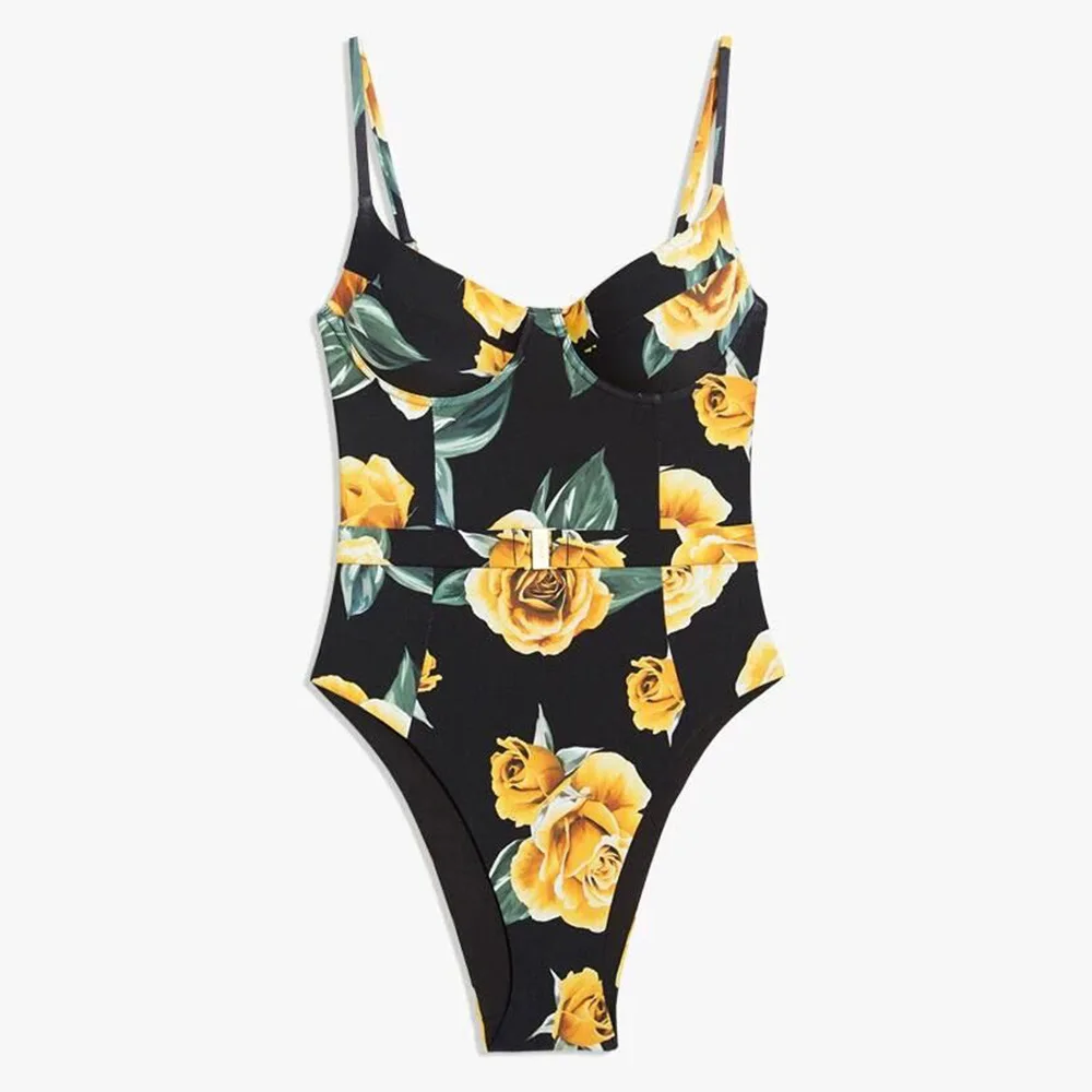 

Wholesale Floral Sexy Women's V Neck One Piece Swimsuit Monokini Bikini Beachwear Swimwear, As picture shown