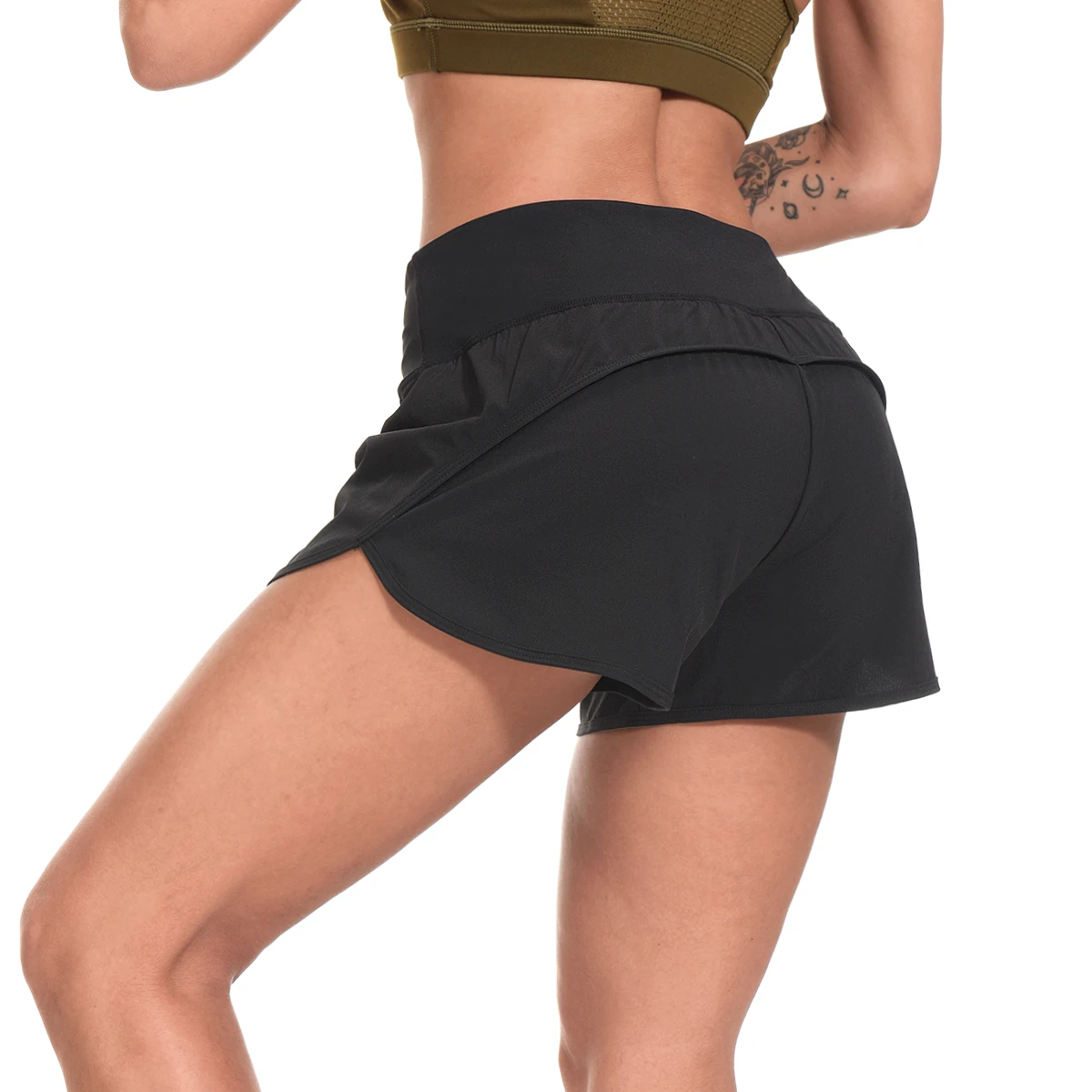 

Women High Waist Active Athletic Fitness Sport Running Shorts, Picture shows