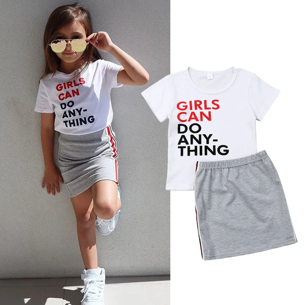 

Top Leader 2021 Newborn Kids Baby Girls new style summer infant Kid Girls Fashion T shirt+Shorts skirt Girls Outfits clothes set, White