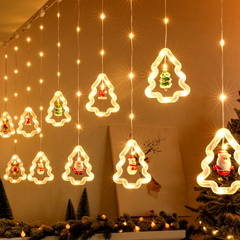 

Home Ornaments Xmas Gifts Navidad 2024 New Year Merry Christmas Decorations Christmas Lights 3M 10LED Curtain Garland