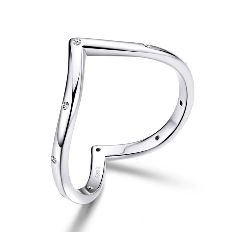 

Hot Sale Simple Hollow Heart Ring 925 Logo Silver Ring Fashion Ring Jewelry