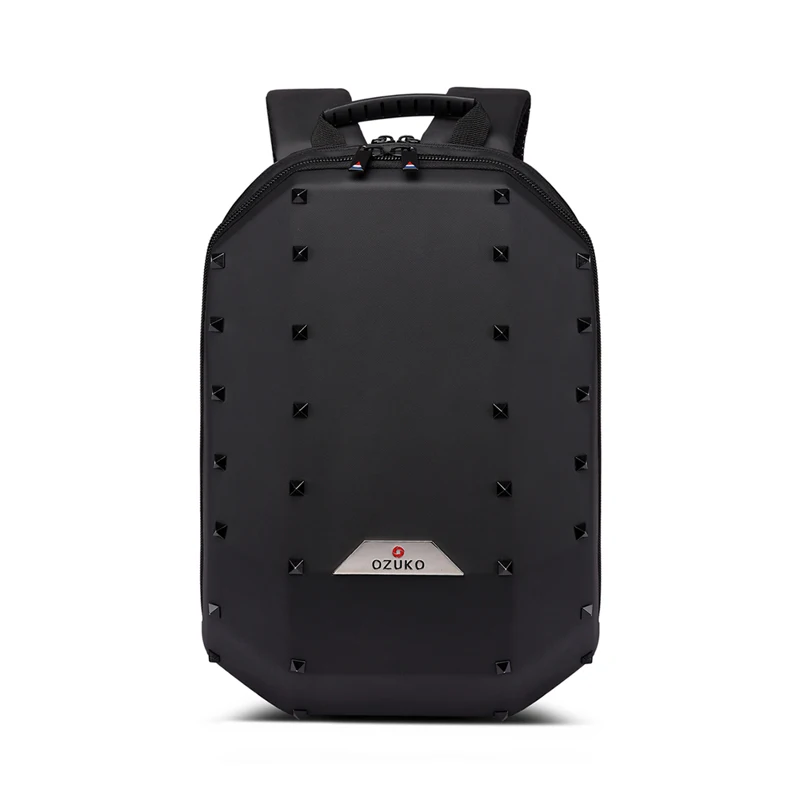 

Ozuko New Waterproof Outdoor Bag Hard Shell Studded Eva Business Mens Laptop Backpack, Black/blue/khaki