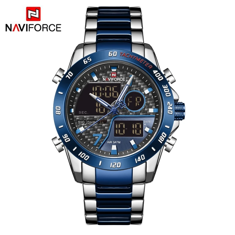 

NAVIFORCE NF9171 Luxury Man Wrist Watches Japan Quartz Digital Gold Time Original Charm Watch, As picture