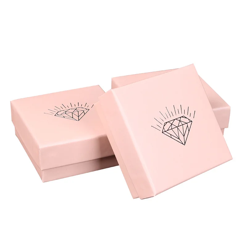 

Custom your logo printed necklace bracelet jewelry packaging boxes pink