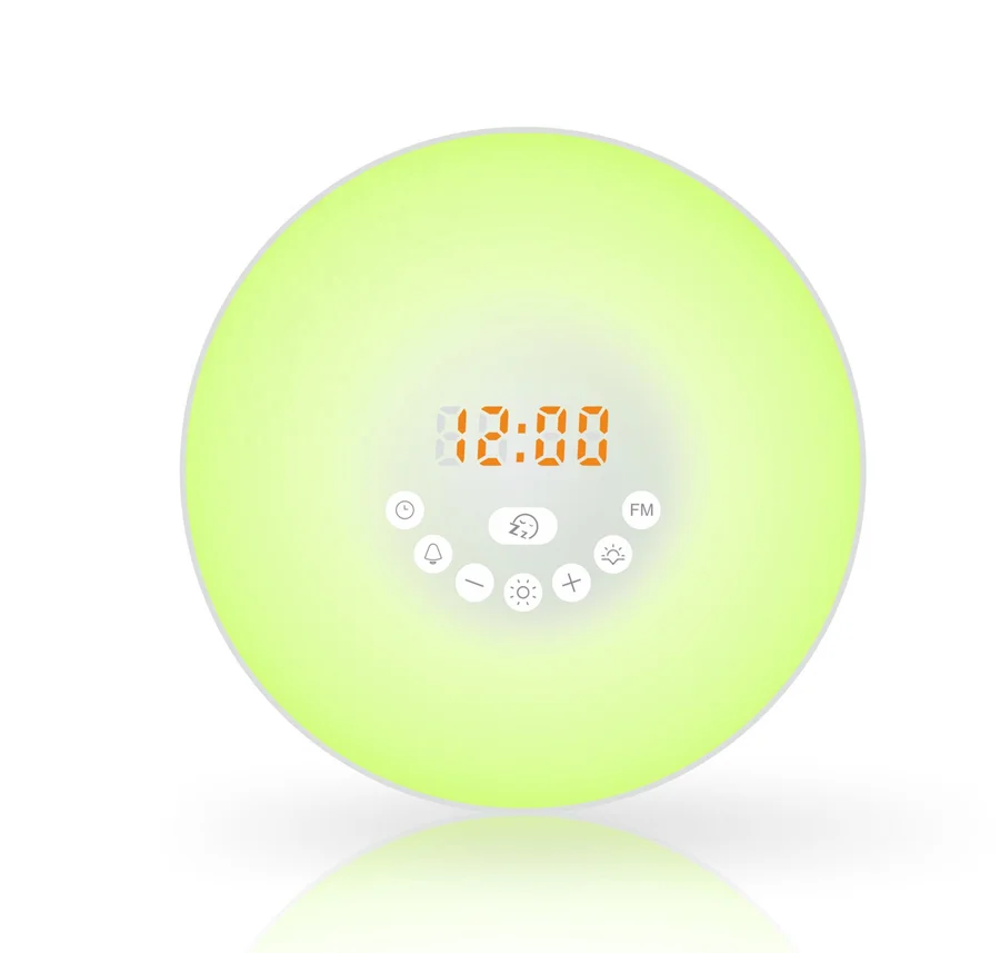 

7 color changing alarm clock sunset simulation bedside sleep and wake up light