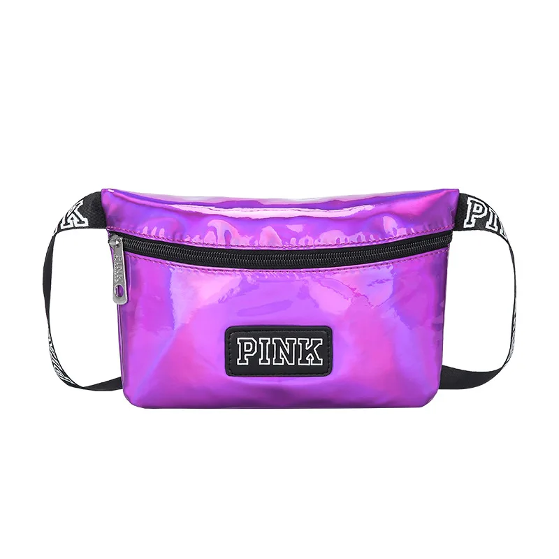 

2020 Top Sale Women Waterproof PU Waist Bag Fashion Design Holographic Sports Fanny Pack Laser Pink Belt Bag