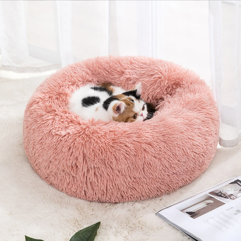 

Factory wholesale new style 80cm diameter multicolor soft plush round pet nest