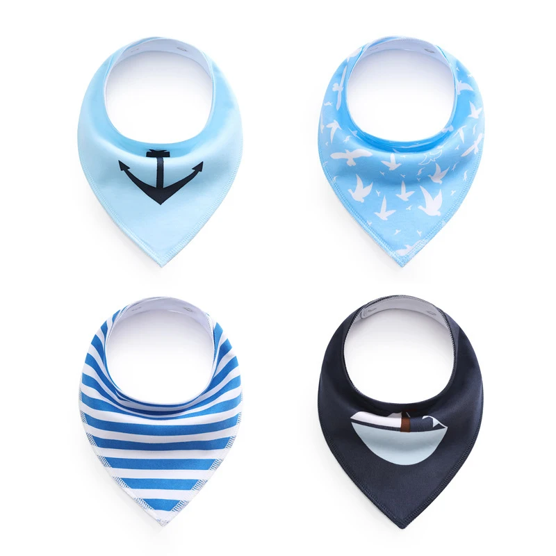 

Maternal and child supplies baby saliva towel cute printing triangle scarf 4 piece set baby drool bib