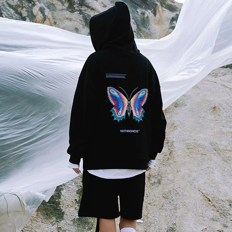 

Hot Sale Streetwear Butterfly Printed Couple Loose Hoodie