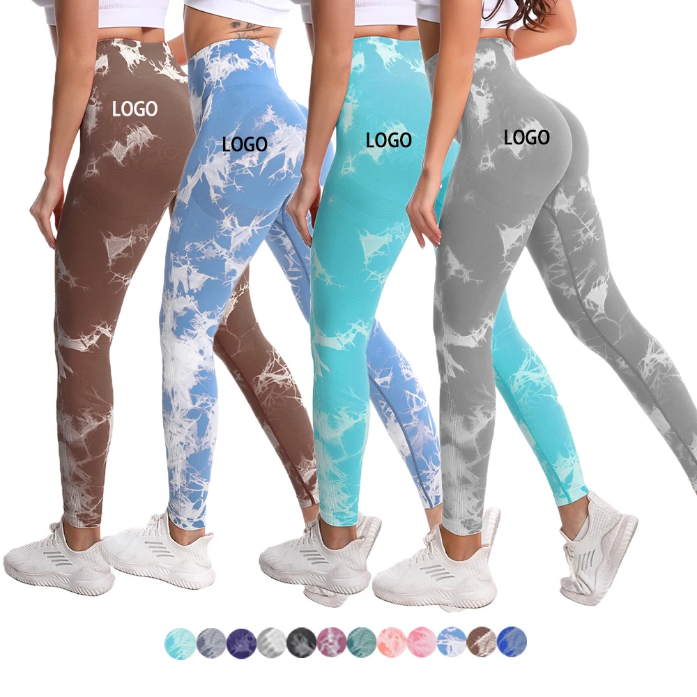 

Wholesale Women High Rise Tummy Control Tie Dye Scrunch Back Yoga Leggings