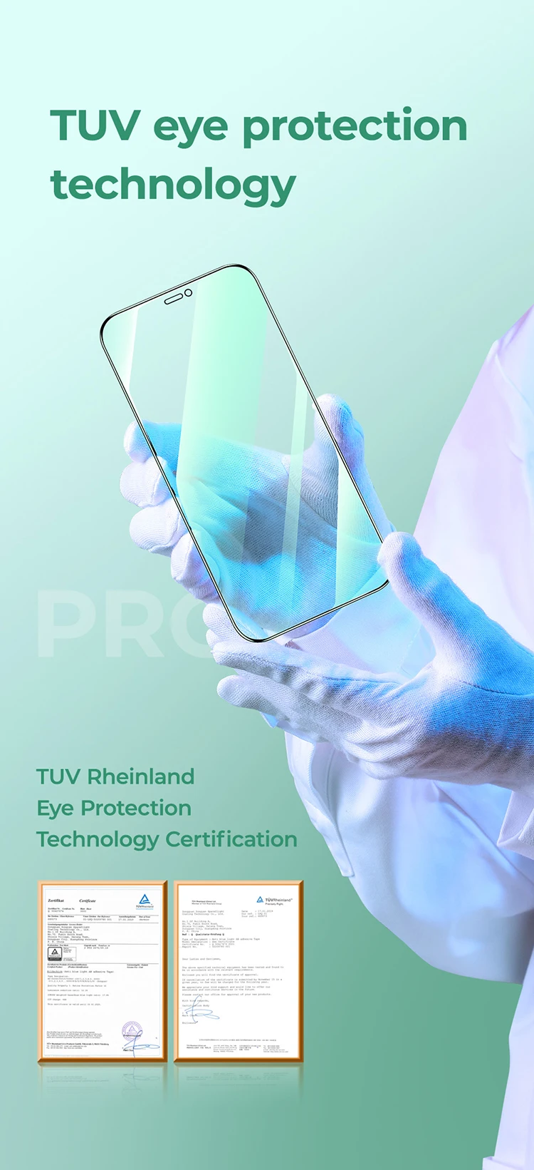 Joyroom Screen Protector Green Light Protection Eye Tempered Glass Film