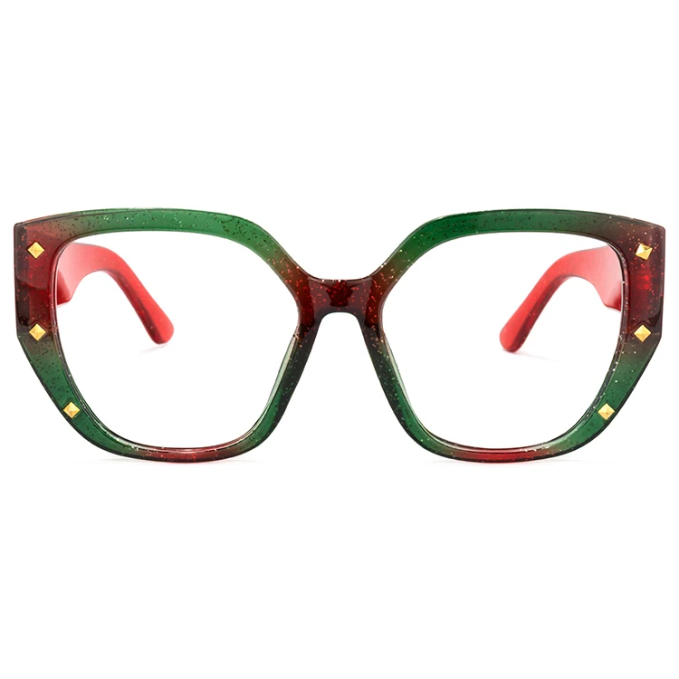 

Cheap Eyeglasses Wholesale OP01912 Plastic Full Rim Rectangle Eyeglasses with Shining Gold Rivets Decorated, Multi colors