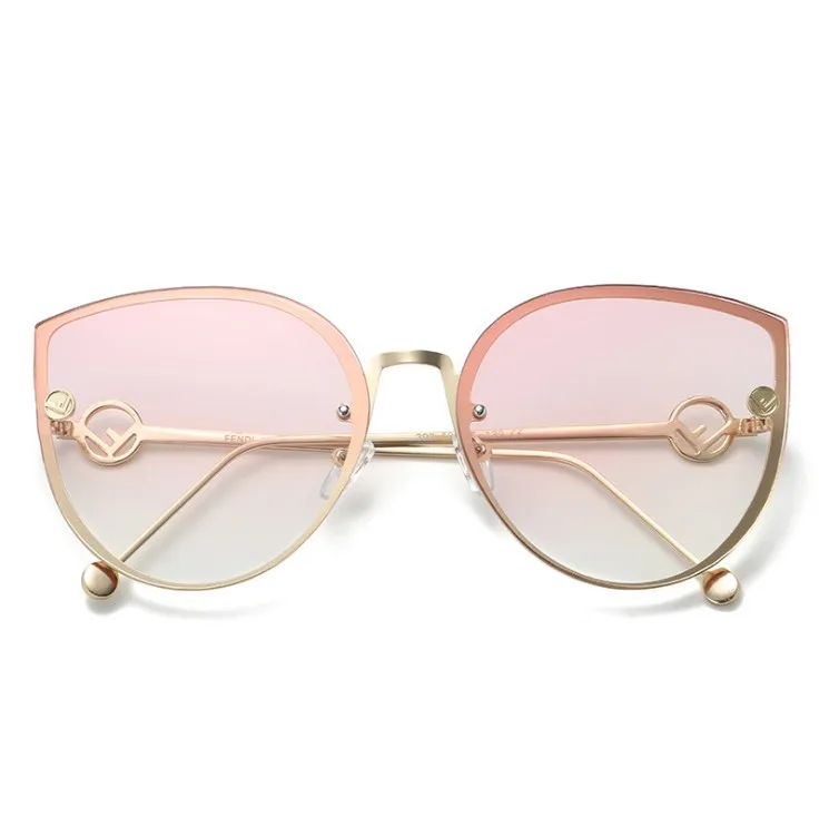 

Retro 2021 women sunglasses cat eye pink over sized women Gold sunglasses
