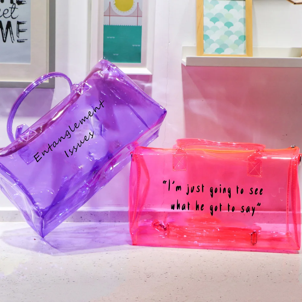 

spinnanight Transparent ladies spinnanight overnight travel jelly bags spend da night bags clear spending a night, Ping/ purple/ light blue /red